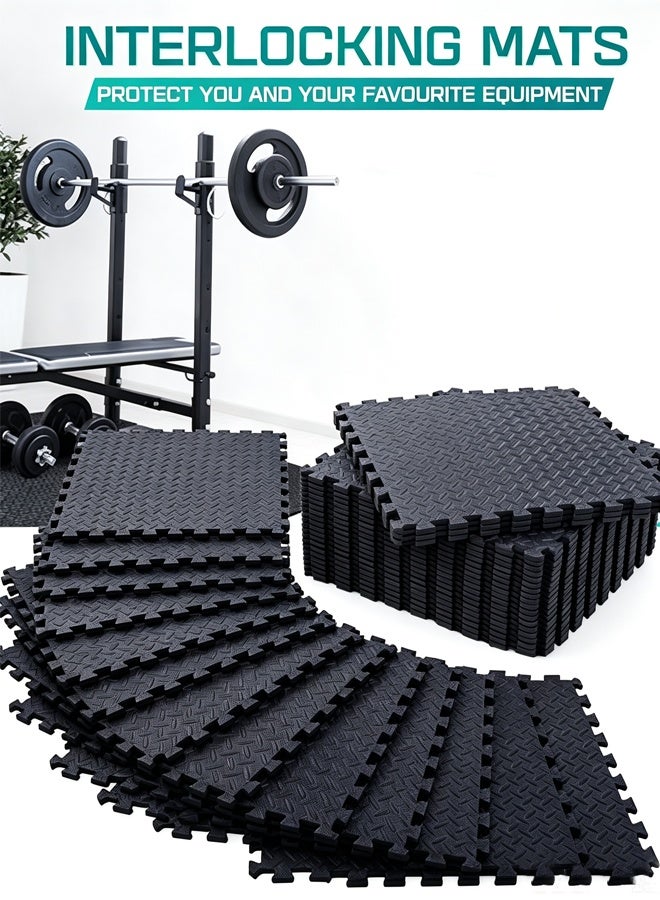 Aissiora Foam floor mats Club floor mats Home gym floor mats Interlocking exercise mats EVA foam exercise mats Framed gym equipment floor mats Interlocking gym mats Suitable for home/gym/club - Image 1