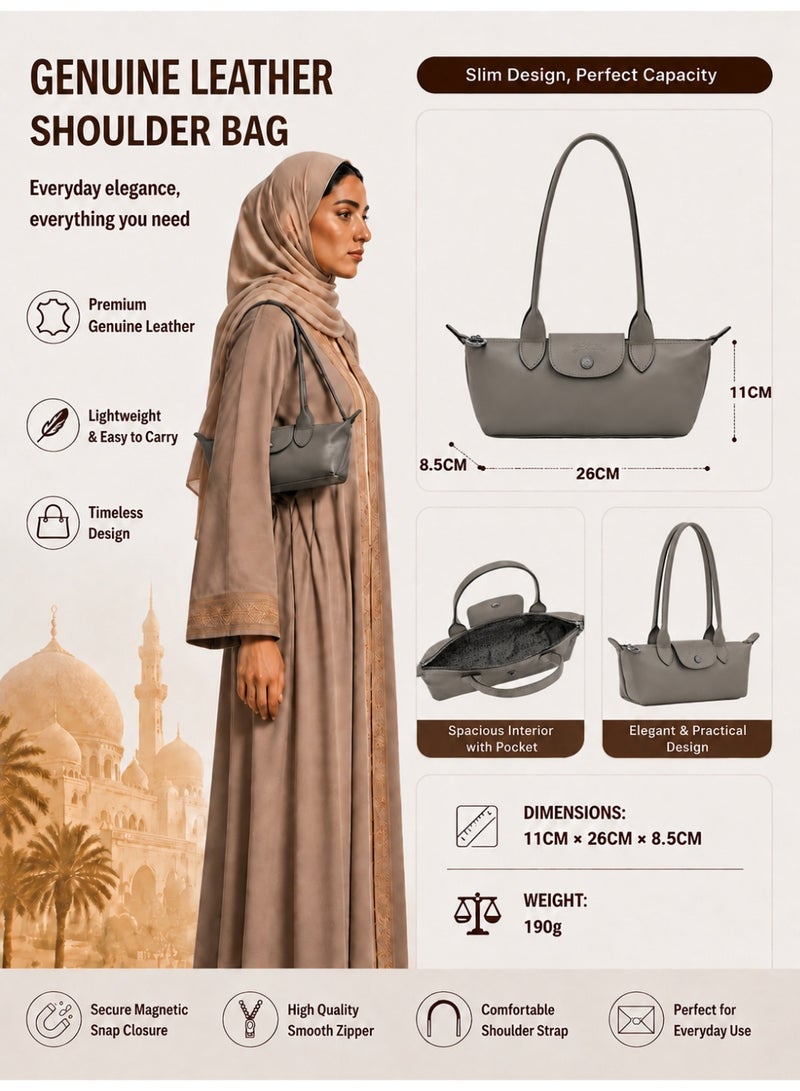 حقيبة كتف ميني باغيت للنساء، جلد صناعي باللون الرمادي الهادئ - Image 2