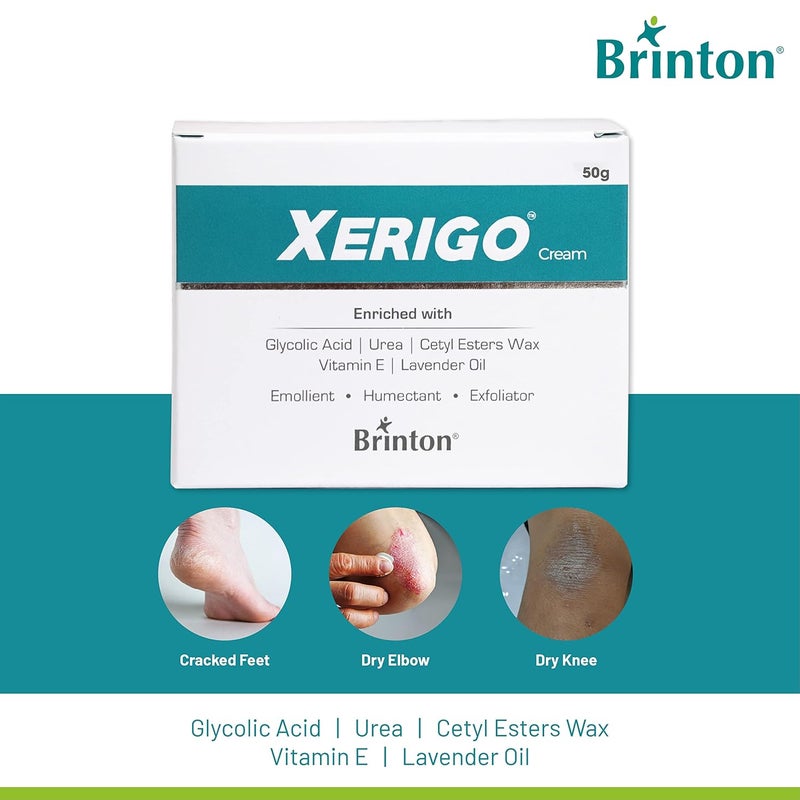 Brinton Brinton Xerigo Intense Skin Moisturizing Cream with Exfoliating Ingredients for Cracked Feet Elbow Knees Prevents Moisture Loss 50g x Pack of 4 - Image 3