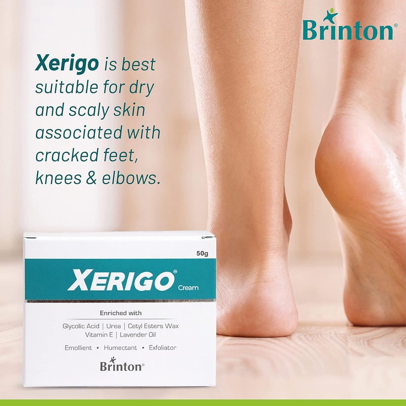 Brinton Brinton Xerigo Intense Skin Moisturizing Cream with Exfoliating Ingredients for Cracked Feet Elbow Knees Prevents Moisture Loss 50g x Pack of 4 - Image 4