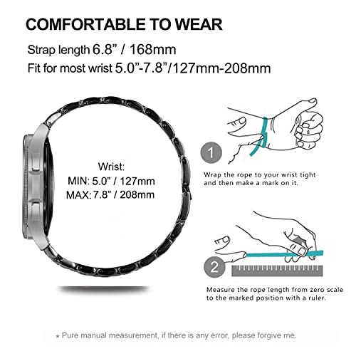 DEALELE Bands Compatible with Samsung Galaxy Watch 3 (41mm), 20mm Bling Diamond Stainless Steel Metal Bracelet with Rhinestone Bezel Ring Case Cover Replacement for Women Men (Black) - Image 5