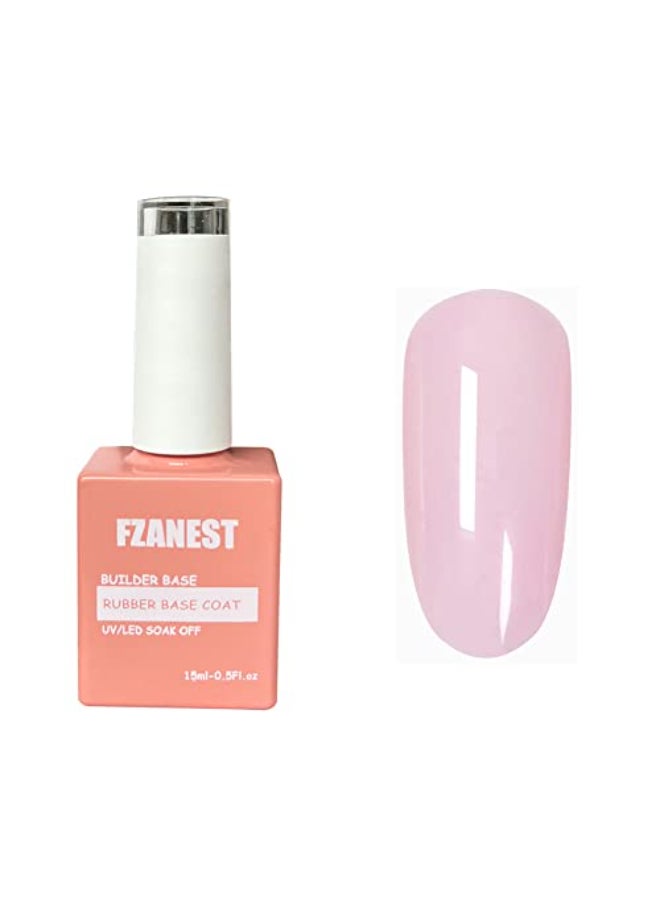 FZANEST Milky Pink Gel Nail Polish Builder Rubber Base Gel for Nails Strengthener Extension Building Aprex Natural Nails Brush On Builder In a Bottle UV LED - Image 1