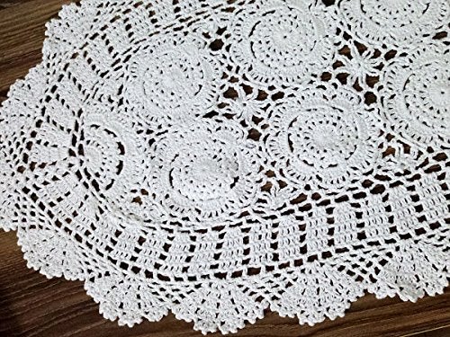 Laivigo Handmade Crochet Lace Table Cloth Doilies Doily,Rectangle,16 x 35 Inch,White - Image 4
