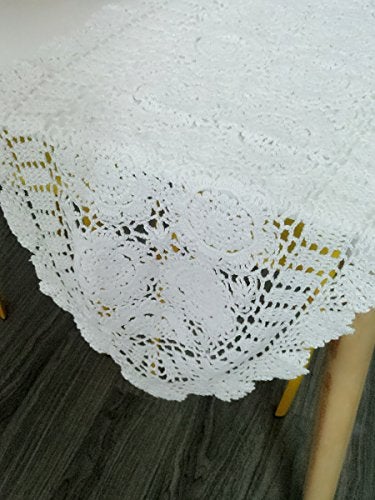 Laivigo Handmade Crochet Lace Table Cloth Doilies Doily,Rectangle,16 x 35 Inch,White - Image 3