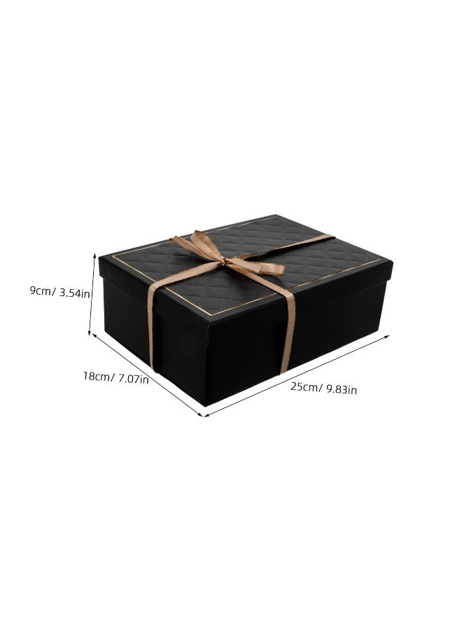 Black Gift Box Set 25x18.5x2cm Empty Gift Box For Men,With Lid,Hard Cardboard Packaging Boxes For Party - Image 3