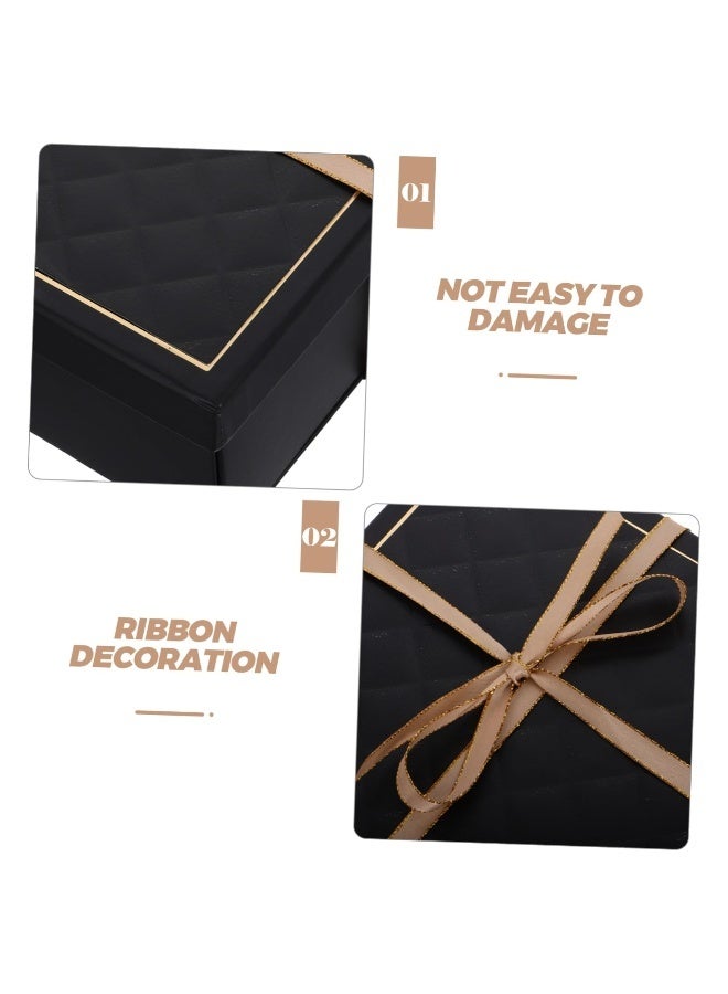 Black Gift Box Set 25x18.5x2cm Empty Gift Box For Men,With Lid,Hard Cardboard Packaging Boxes For Party - Image 4