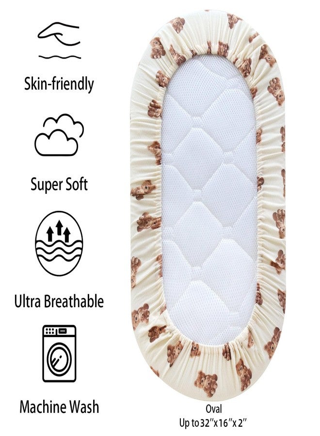 LifeTree Muslin Bassinet Sheets Unisex, Soft Breathable Fitted Baby Bassinet Sheets, 1 Pack for Standard Bassinet for Baby Boys Girls, 70% Viscose from Bamboo + 30% Cotton, Bear Pattern, 32" x 16" - Image 3