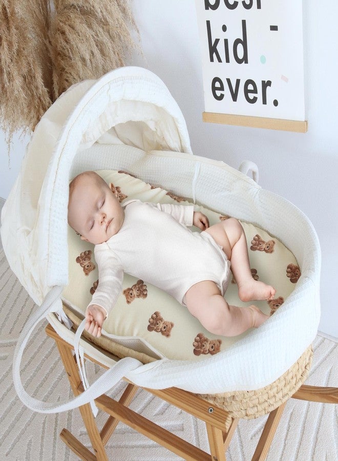 LifeTree Muslin Bassinet Sheets Unisex, Soft Breathable Fitted Baby Bassinet Sheets, 1 Pack for Standard Bassinet for Baby Boys Girls, 70% Viscose from Bamboo + 30% Cotton, Bear Pattern, 32" x 16" - Image 2