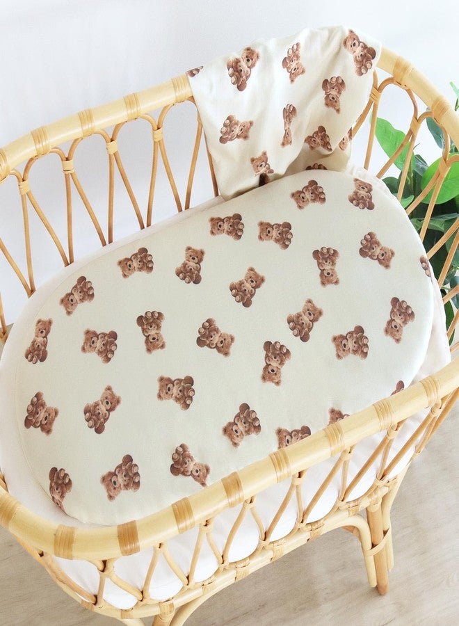 LifeTree Muslin Bassinet Sheets Unisex, Soft Breathable Fitted Baby Bassinet Sheets, 1 Pack for Standard Bassinet for Baby Boys Girls, 70% Viscose from Bamboo + 30% Cotton, Bear Pattern, 32" x 16" - Image 5