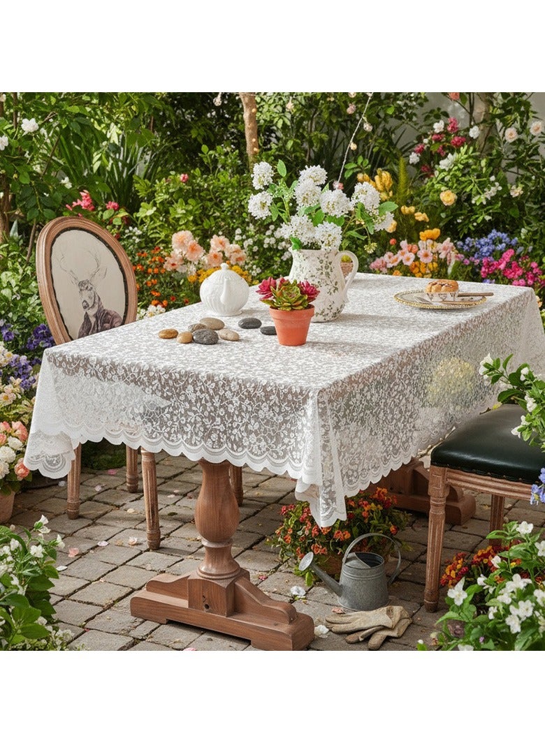 عام مفرش طاولة من الدانتيل المخرم مقاوم للغبار، مقاسات متعددة، غطاء طاولة بتصميم مفرغ للديكور، مناسب لطاولة الطعام وطاولة القهوة وديكور المنزل - Image 2