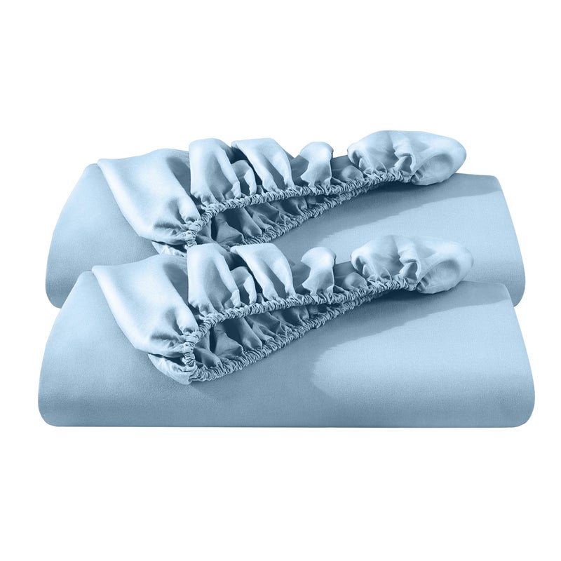 Bare Home Bare Home 2Pack Fitted Bottom Sheets Queen  Premium 1800 UltraSoft Wrinkle Resistant Microfiber  Deep Pocket Queen Light Blue 