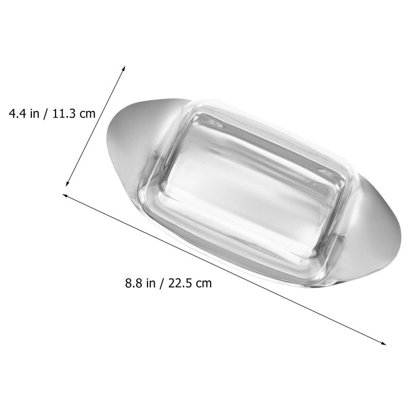 Stainless Steel Butter Dish Cheese Plate Set with Lid Kitchen Serving Tray Display Container - Image 3