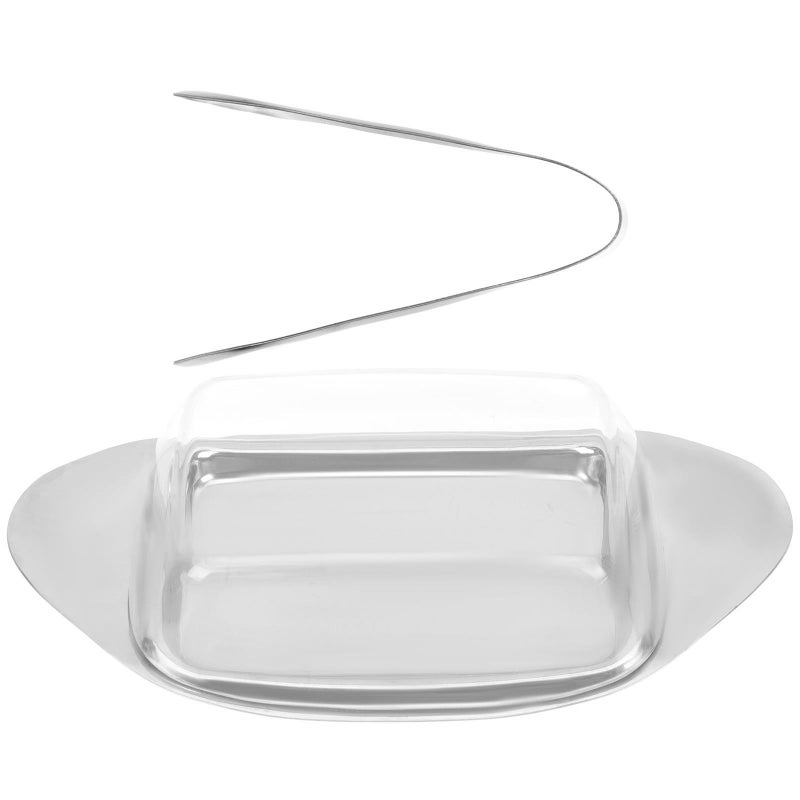 Stainless Steel Butter Dish Cheese Plate Set with Lid Kitchen Serving Tray Display Container - Image 2