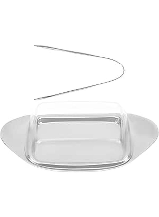 Stainless Steel Butter Dish Cheese Plate Set with Lid Kitchen Serving Tray Display Container - Image 1
