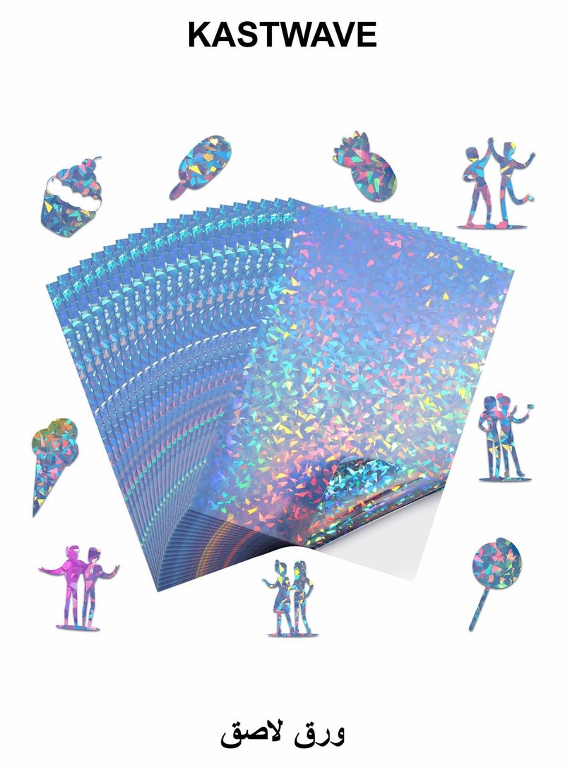 KASTWAVE Holographic Printable Vinyl Sticker Paper, Dries Quickly Waterproof Sticker Paper 20Pcs (Diamond) - Image 1