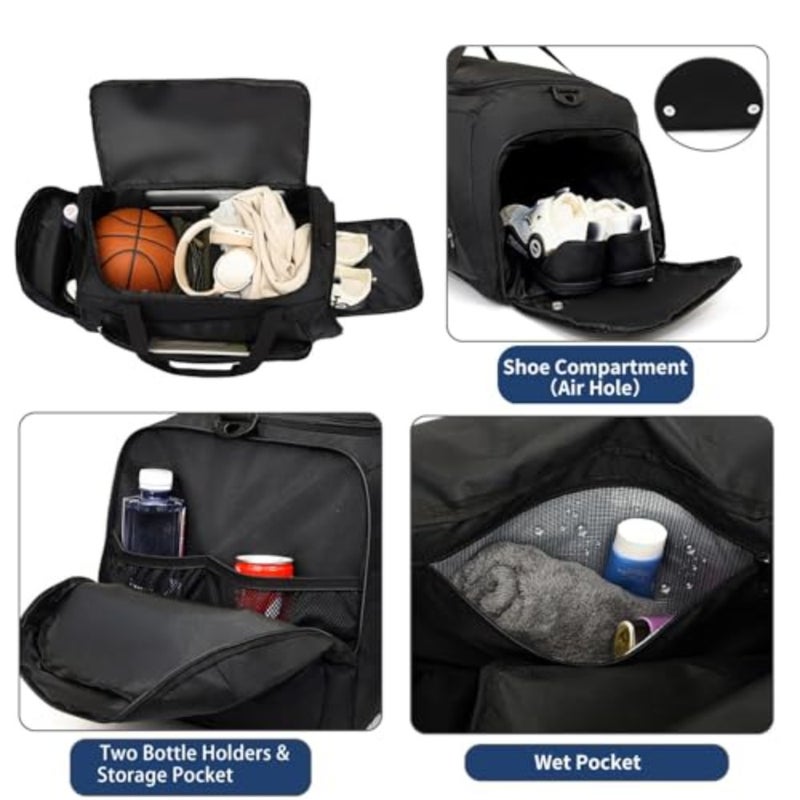 Gym Bag with Shoe Compartment Large Travel Duffle Bag for Men and Women Sports Travel Bag with Wet Pocket Multipurpose Weekender Overnight Bag for Workout Fitness Travel - Image 3