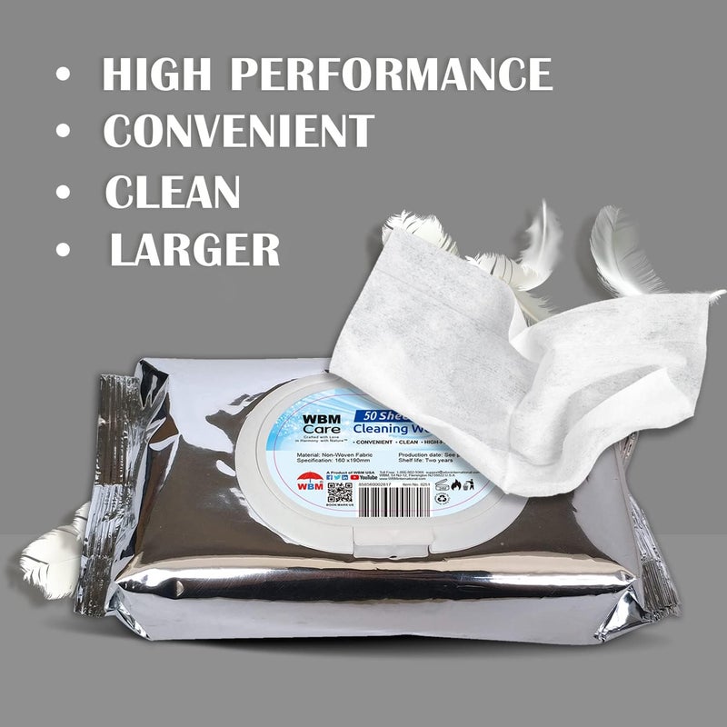 WBM Care Cleaning Wipes AllPurpose Cleaner Unscented Flip Top Dispenser Thick  Strong for Easy Cleaning Wet Wipes 50 Sheets Pack of 8 - Image 3