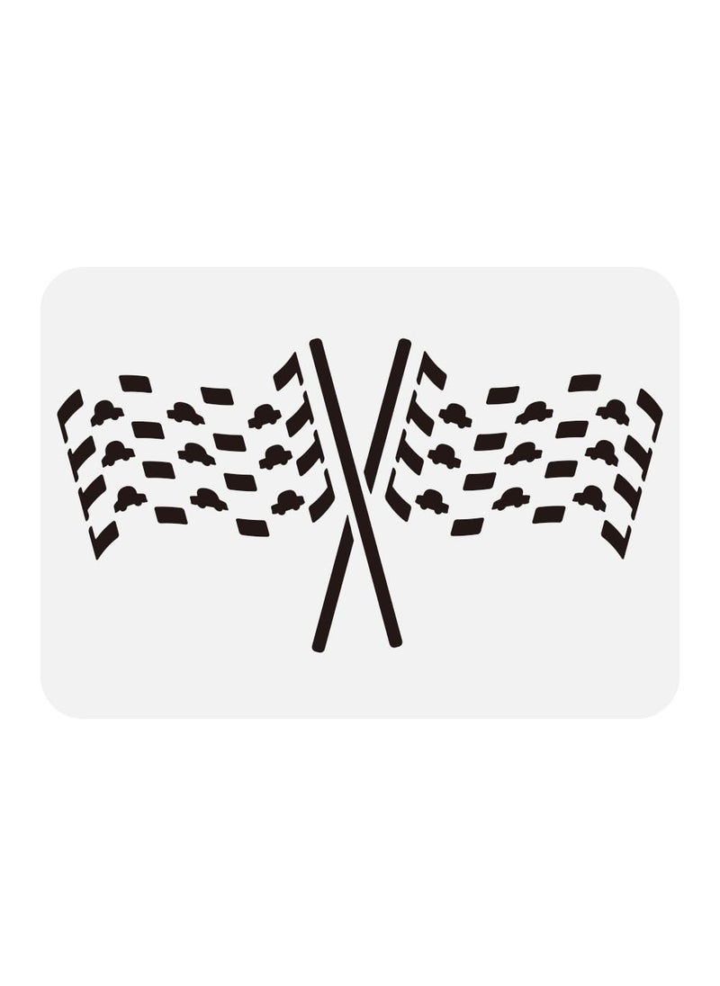 FINGERINSPIRE FINGERINSPIRE Racing Flags Stencil 8.3x11.7" PET Race Checkered Flag Painting Stencils Car Racing Flags Drawing Large Stencils Reusable Wall Decoration Templates for DIY Projects Airbrush Crafts 