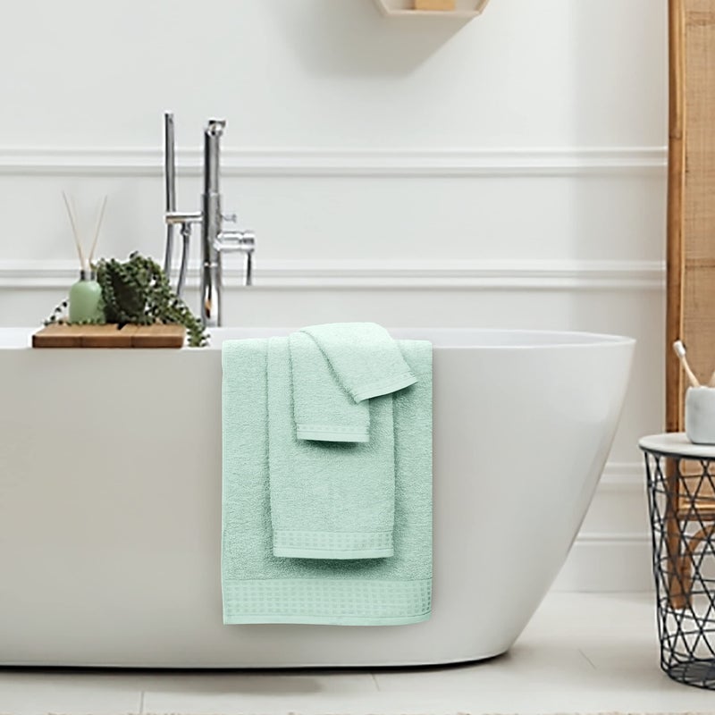 GLAMBURG 100% Cotton Ultra Soft 6 Pack Towel Set, Contains 2 Bath Towels 28x55 Inches, 2 Hand Towels 16x24 Inches & 2 Wash Coths 12x12 Inches, Compact Absorbent Lightweight & Quickdry - Sea Green - Image 4