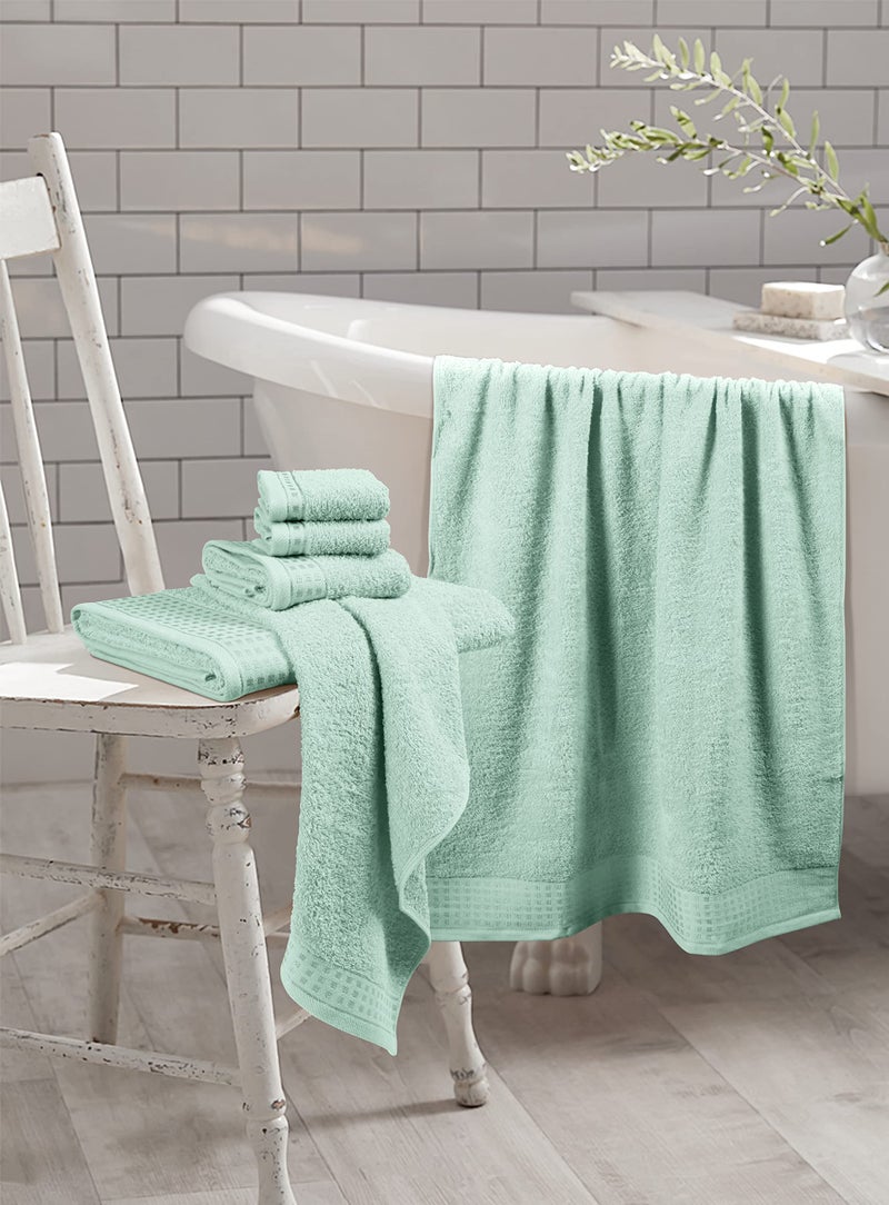 GLAMBURG 100% Cotton Ultra Soft 6 Pack Towel Set, Contains 2 Bath Towels 28x55 Inches, 2 Hand Towels 16x24 Inches & 2 Wash Coths 12x12 Inches, Compact Absorbent Lightweight & Quickdry - Sea Green - Image 3