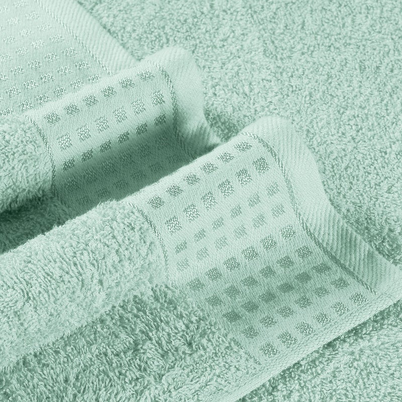 GLAMBURG 100% Cotton Ultra Soft 6 Pack Towel Set, Contains 2 Bath Towels 28x55 Inches, 2 Hand Towels 16x24 Inches & 2 Wash Coths 12x12 Inches, Compact Absorbent Lightweight & Quickdry - Sea Green - Image 2