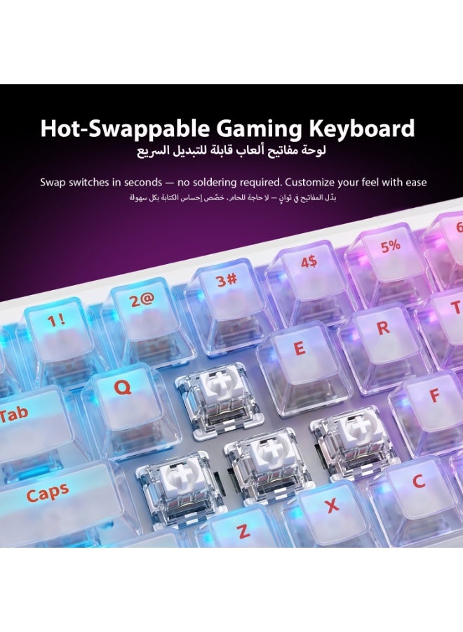 DarkBeacon Flux 68 HE Magnetic Switch Hot Swappable Mechanical Gaming Keyboard, Adjustable Actuation Rapid Trigger Mode, USB-C Wired RGB 65% Compact White Keyboard - Image 4