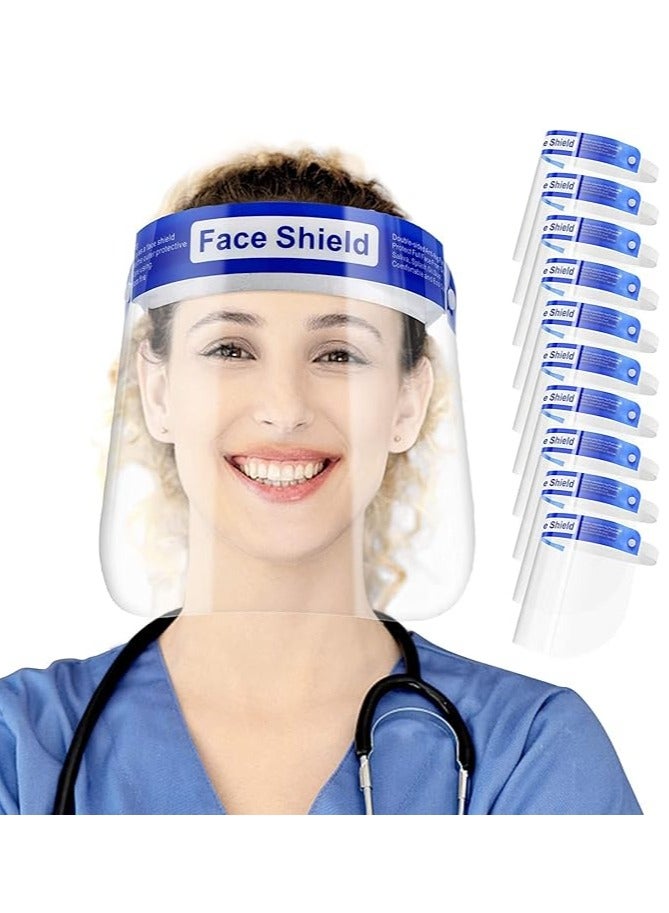 Vaultex 10 Pack Safety Face Shields All Round Protection, Anti Fog Lens, Lightweight Transparent Shield With Adjustable Elastic Band For Men & Women, Blue, V-Shiled-10-1 - Image 1