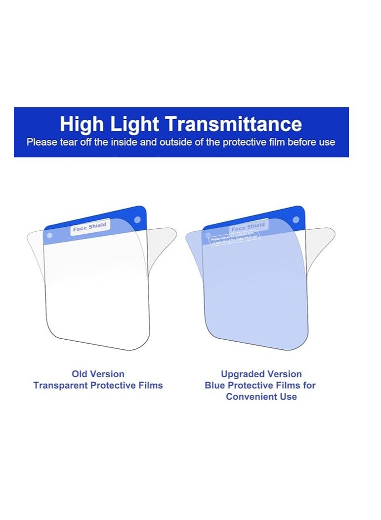 Vaultex 10 Pack Safety Face Shields All Round Protection, Anti Fog Lens, Lightweight Transparent Shield With Adjustable Elastic Band For Men & Women, Blue, V-Shiled-10-1 - Image 2