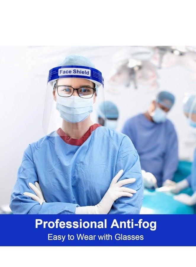 Vaultex 10 Pack Safety Face Shields All Round Protection, Anti Fog Lens, Lightweight Transparent Shield With Adjustable Elastic Band For Men & Women, Blue, V-Shiled-10-1 - Image 3