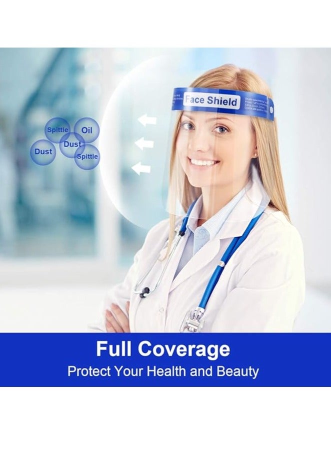 Vaultex 10 Pack Safety Face Shields All Round Protection, Anti Fog Lens, Lightweight Transparent Shield With Adjustable Elastic Band For Men & Women, Blue, V-Shiled-10-1 - Image 4