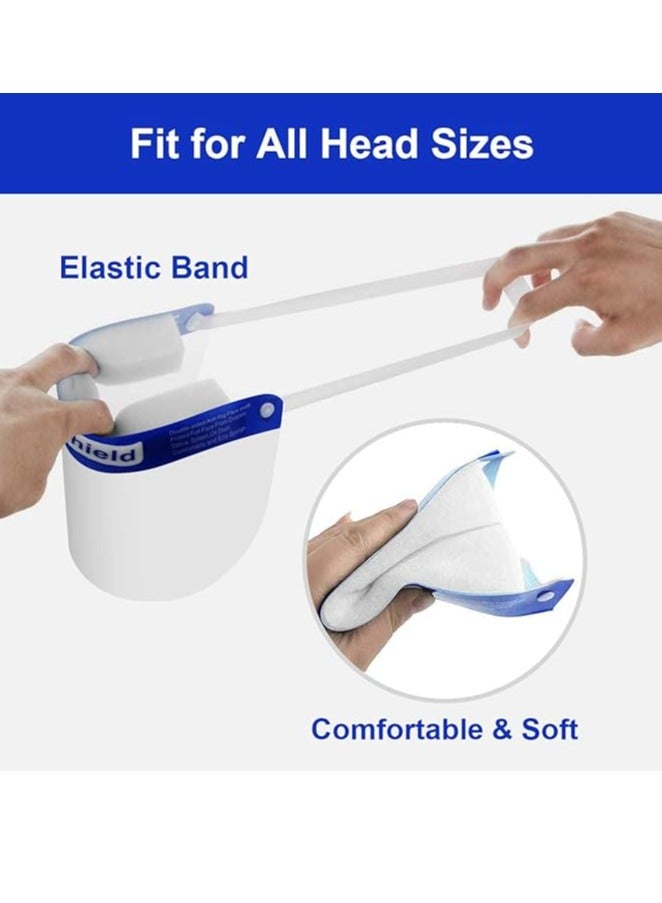 Vaultex 10 Pack Safety Face Shields All Round Protection, Anti Fog Lens, Lightweight Transparent Shield With Adjustable Elastic Band For Men & Women, Blue, V-Shiled-10-1 - Image 5