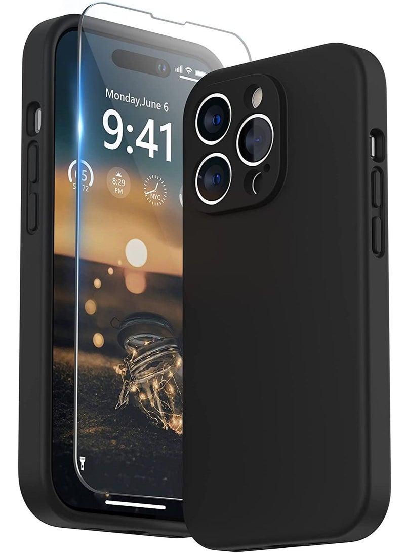 Silicone Case Compatible with iPhone 14 Pro Max Case 6.7 inch (2022), with Camera Protection Liquid Silicone Soft Gel Rubber Phone Case Cover with Microfiber Lining (Black) - Image 1