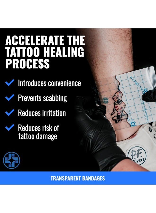 Saniderm Original Tattoo Aftercare Bandage (Small Roll, 4 in x 8 yd) – Convenient, Faster Tattoo Healing and Protection – Sterile, Waterproof, and Latex-Free Tattoo Aftercare Wrap – Gloss Finish - Image 4