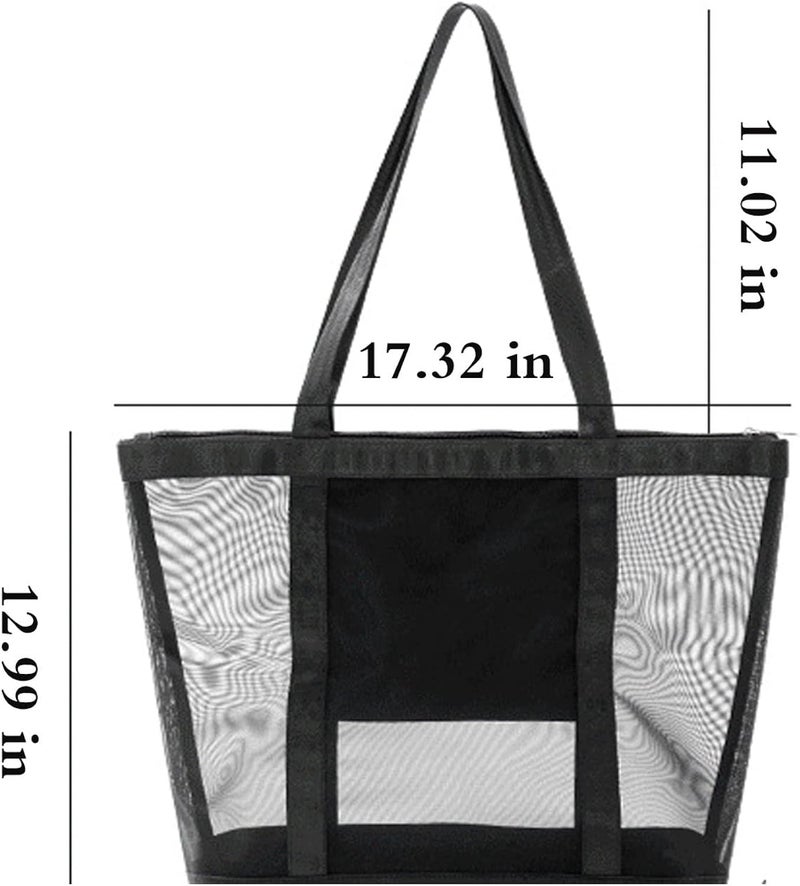 comfrt Beach Bags Large Capacity Mesh Beach Bag Zippered Picnic Pool Bag Lightweight Beach Tote Beach Shoulder Bag for Beach Travel - Image 4