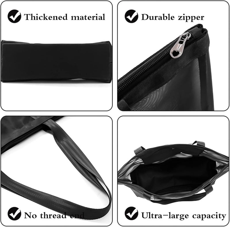 comfrt Beach Bags Large Capacity Mesh Beach Bag Zippered Picnic Pool Bag Lightweight Beach Tote Beach Shoulder Bag for Beach Travel - Image 3
