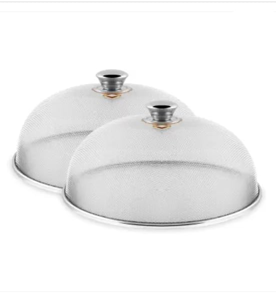 Prabha Prabha Stainless Steel Dish Cover 23cm 28 CMCombo Keep Your Food Fresh and Stylish Ideal for Home KitchenFlies Mosquitoes Insect Proof Dining Tables Covers FruitsCakeVegetableRiceCover  - Image 1