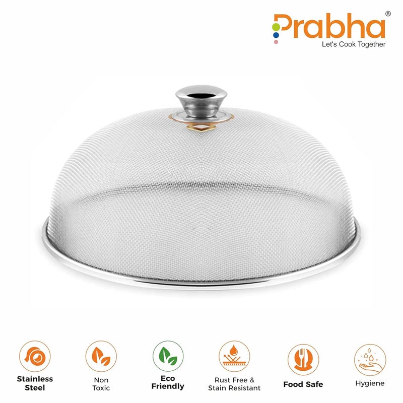 Prabha Prabha Stainless Steel Dish Cover 23cm 28 CMCombo Keep Your Food Fresh and Stylish Ideal for Home KitchenFlies Mosquitoes Insect Proof Dining Tables Covers FruitsCakeVegetableRiceCover  - Image 3