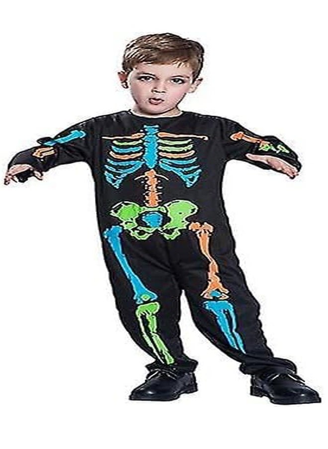 Brain Giggles Brain Giggles Multicolor Skeleton Pajama Jumpsuit Costume Cosplay Outfit Neon Color for Kids Boy Themed Party Fancy Costume - Large  - Image 1