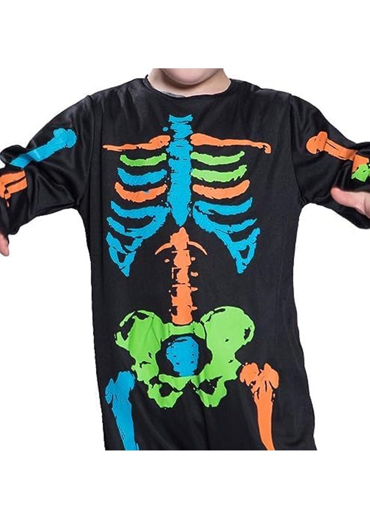 Brain Giggles Brain Giggles Multicolor Skeleton Pajama Jumpsuit Costume Cosplay Outfit Neon Color for Kids Boy Themed Party Fancy Costume - Large  - Image 4