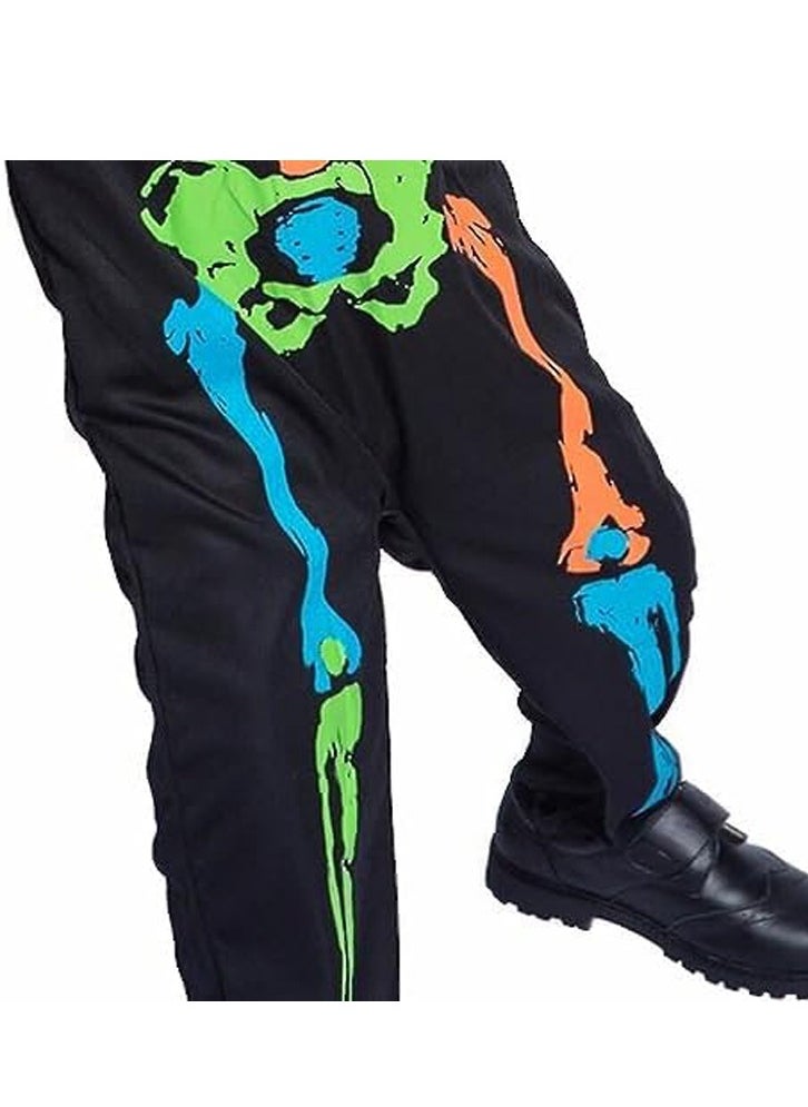 Brain Giggles Brain Giggles Multicolor Skeleton Pajama Jumpsuit Costume Cosplay Outfit Neon Color for Kids Boy Themed Party Fancy Costume - Large  - Image 3