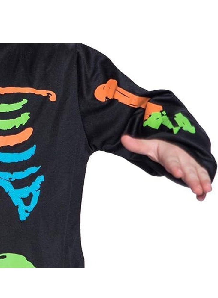 Brain Giggles Brain Giggles Multicolor Skeleton Pajama Jumpsuit Costume Cosplay Outfit Neon Color for Kids Boy Themed Party Fancy Costume - Large  - Image 2