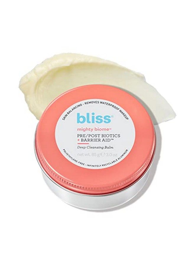 BLISS Mighty Biome Deep Cleansing Balm 3.0 Oz Pre/Post Biotics + Barrier Aid Antioxidants To Balance Skin Barrier Dissolves Waterproof Makeup & Impurities Clean Vegan & Cruetlyfree - Image 1