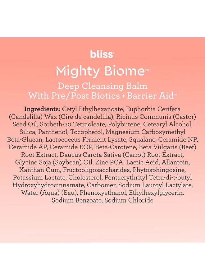 BLISS Mighty Biome Deep Cleansing Balm 3.0 Oz Pre/Post Biotics + Barrier Aid Antioxidants To Balance Skin Barrier Dissolves Waterproof Makeup & Impurities Clean Vegan & Cruetlyfree - Image 5