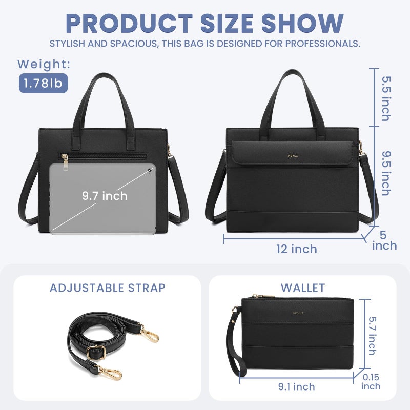 Keyli Trendy Satchel Purse for Women,Tote Shoulder Bag Top Handle Purses and Handbags Waterproof Leather Crossbody Designer Bags Sets Black - Image 4