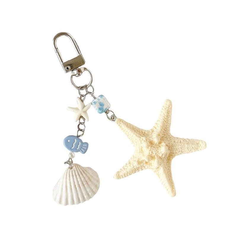 Resin Starfish Shell Keychain Hanging Rope Beach Theme Accessory For Bags Keys - Image 4