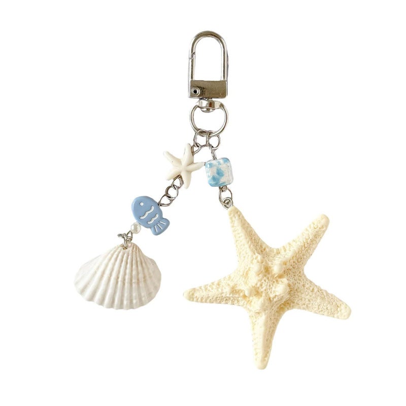 Resin Starfish Shell Keychain Hanging Rope Beach Theme Accessory For Bags Keys - Image 2