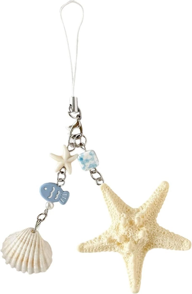 Resin Starfish Shell Keychain Hanging Rope Beach Theme Accessory For Bags Keys - Image 1