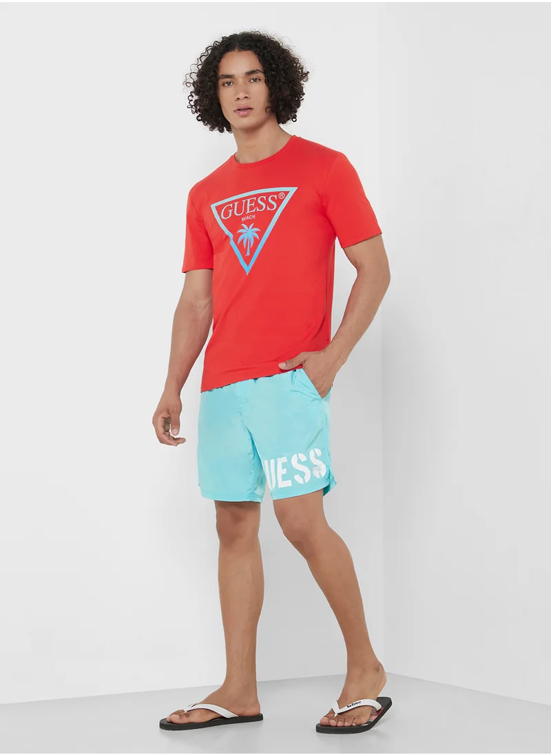 GUESS Triangle Palm Crew Neck T-Shirt