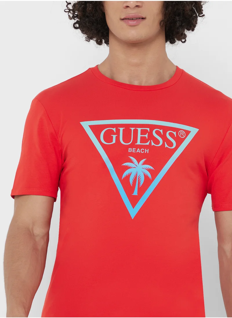 GUESS Triangle Palm Crew Neck T-Shirt