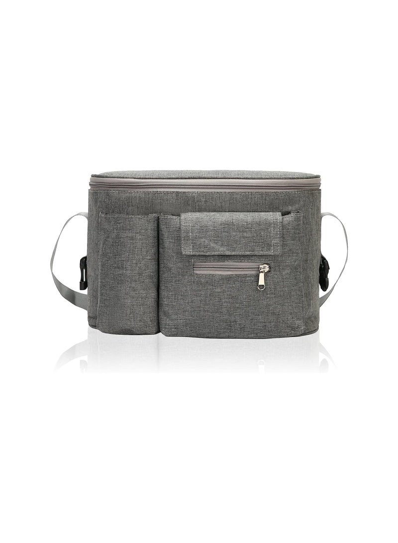 Baby Stroller Organizer Large Capacity Portable Pram Bag Universal Multifunctional Baby Buggy Organiser with Cup Holders Grey - Image 1